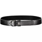 Tommy Hilfiger Elegant Black Leather Belt with Metal Buckle