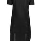 Cavalli Class Chic Black Embroidered Short Sleeve Dress