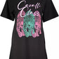 Cavalli Class Chic Black Printed Short Sleeve Dress