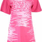 Cavalli Class Chic Pink Print Short Sleeve Dress