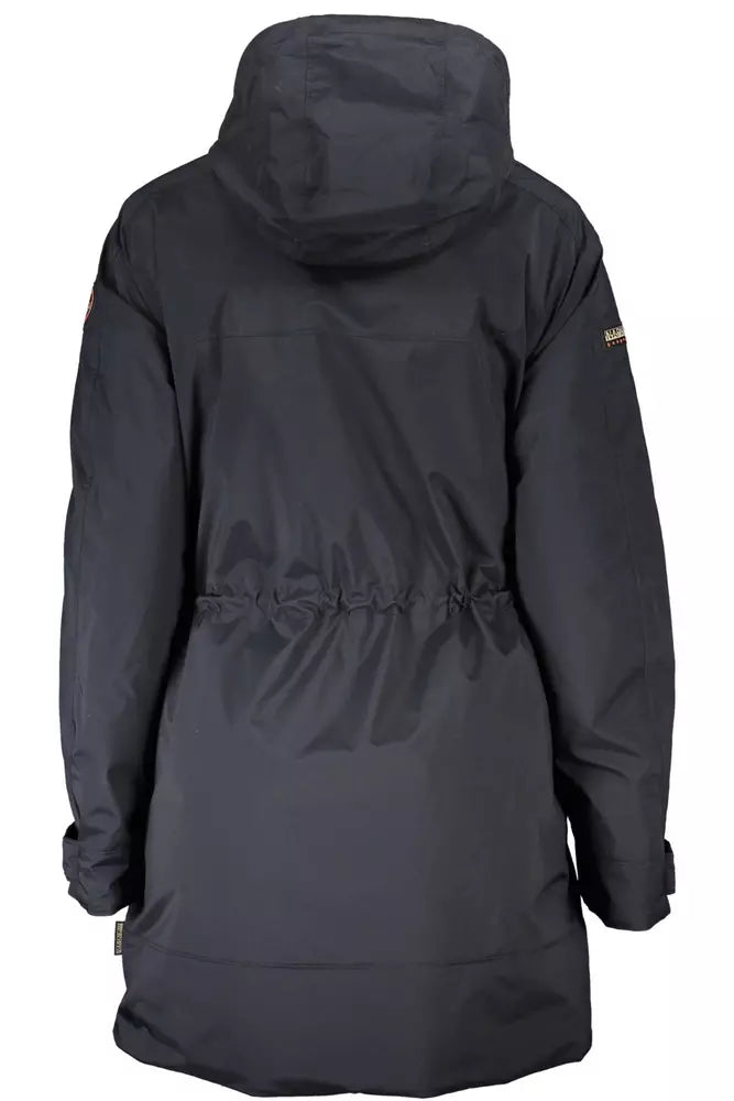 Napapijri Chic Black Hooded Jacket with Logo Detail