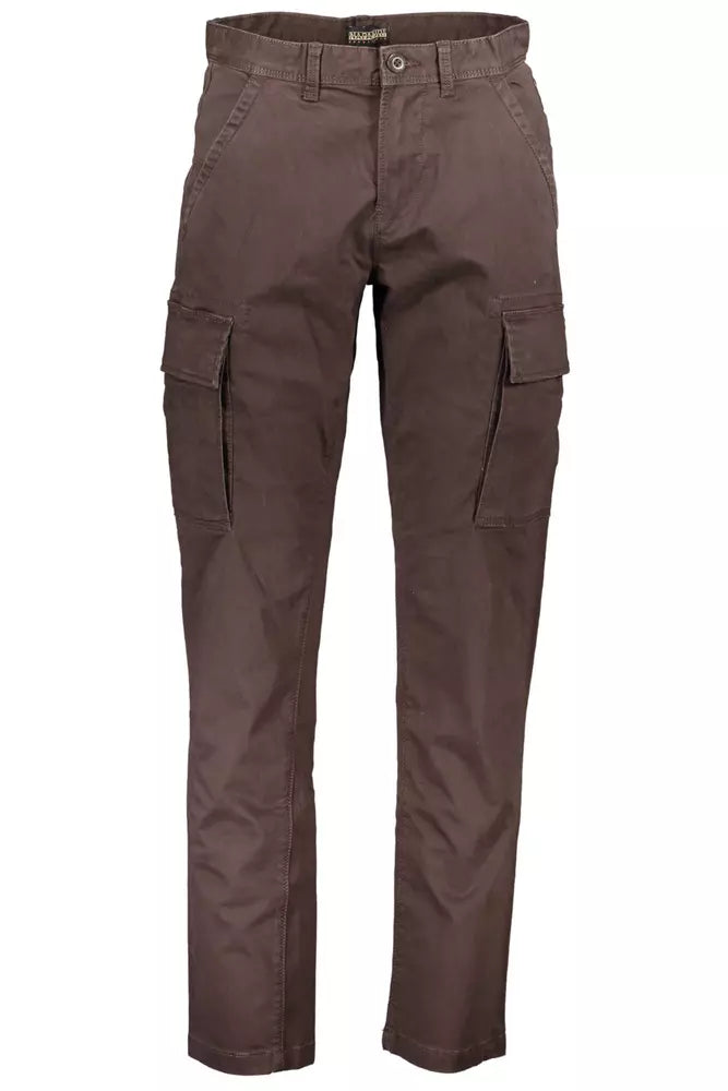 Napapijri Chic Brown Cotton Stretch Trousers