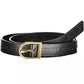 Tommy Hilfiger Elegant Black Leather Belt with Metal Buckle