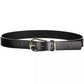 Tommy Hilfiger Elegant Black Leather Belt with Metal Buckle