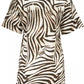 Cavalli Class Elegant Beige Print Short Sleeve Dress