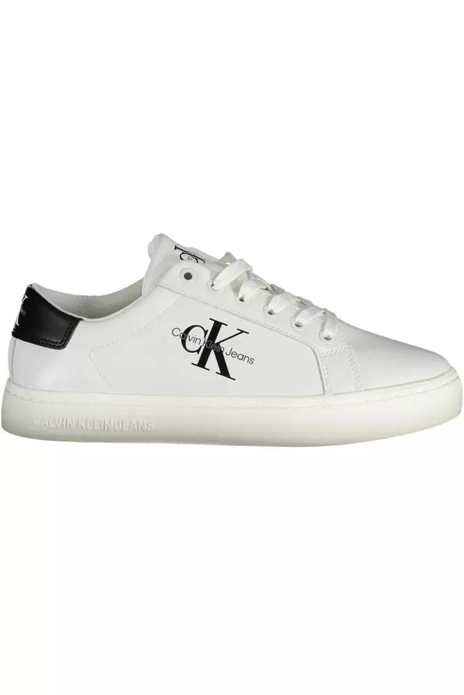 Calvin Klein Chic White Lace-Up Sneakers with Contrasting Details