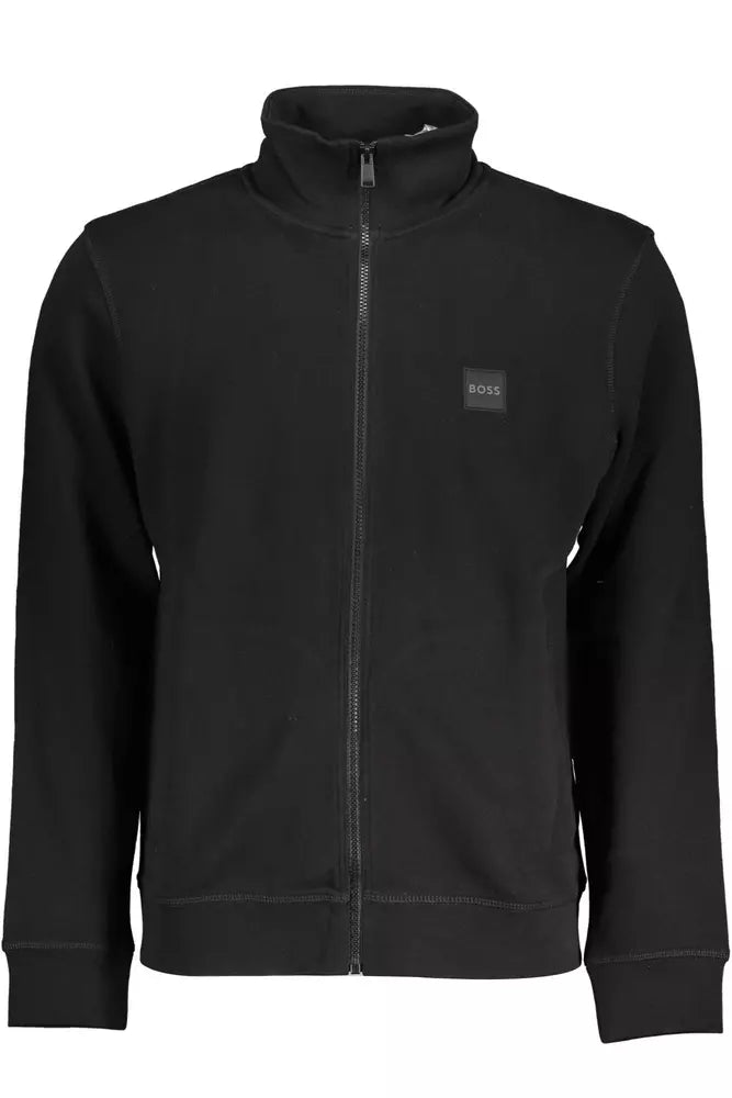 Hugo Boss Sleek Long-Sleeved Zip Sweater in Black