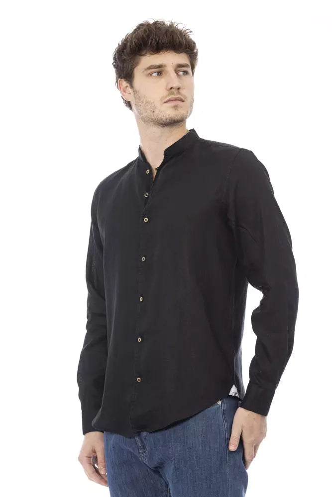 Baldinini Trend Black Lyocell Men Shirt