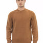 Alpha Studio Beige Alpaca Leather Men Sweater