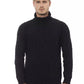 Alpha Studio Black Merino Wool Men Sweater