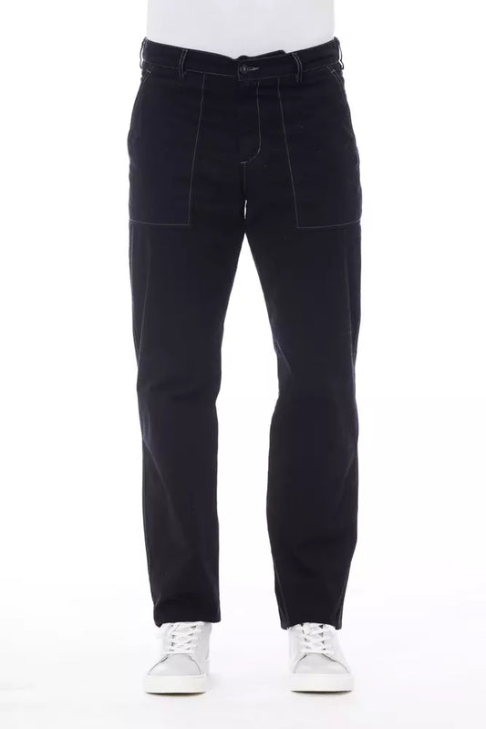 Alpha Studio Blue Cotton Men Pant