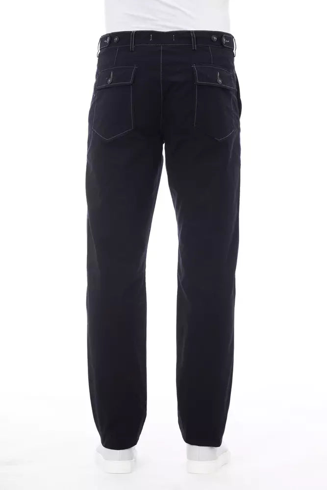 Alpha Studio Blue Cotton Men Pant