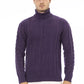 Alpha Studio Purple Merino Wool Men Sweater