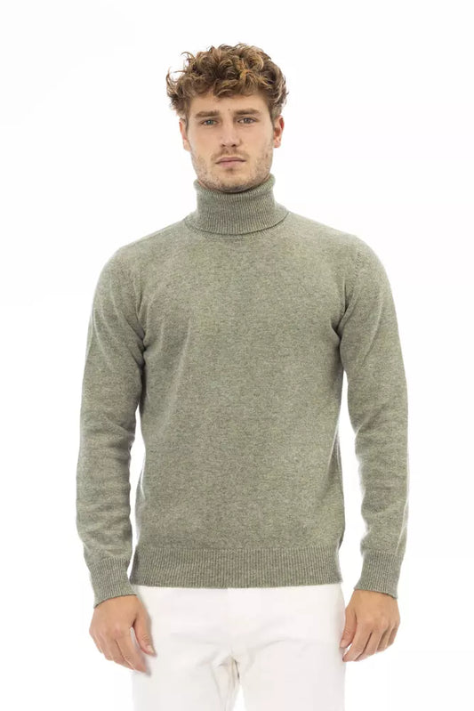 Alpha Studio Green Wool Men Sweater