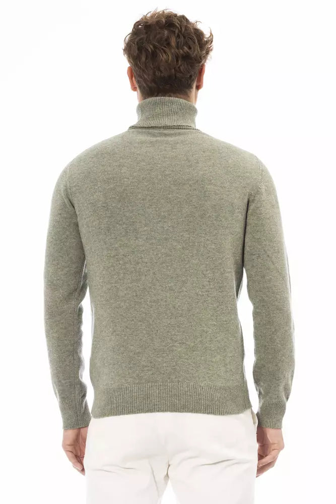 Alpha Studio Green Wool Men Sweater