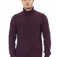 Alpha Studio Purple Merino Wool Men Sweater