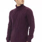 Alpha Studio Purple Merino Wool Men Sweater