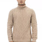 Alpha Studio Beige Merino Wool Men Sweater