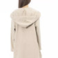 Alpha Studio Beige Wool Women Sweater with Hood