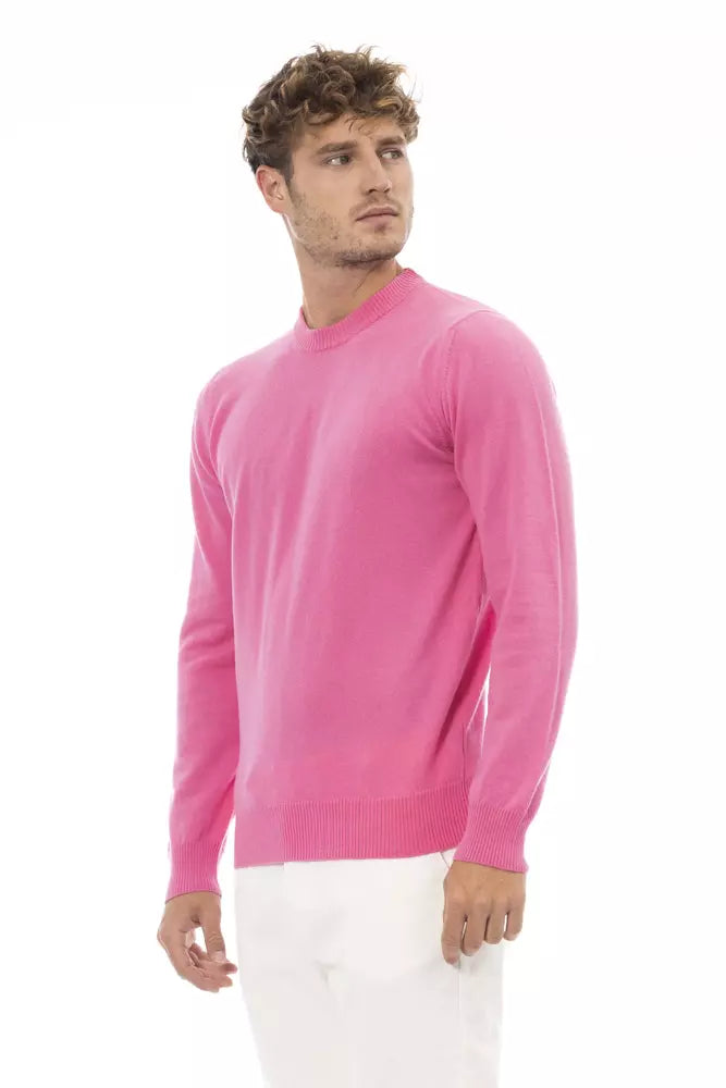 Alpha Studio Pink Wool Men Sweater