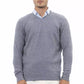 Alpha Studio Light Blue Wool Men Sweater