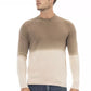 Alpha Studio Beige Alpaca Leather Men Sweater