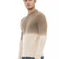 Alpha Studio Beige Alpaca Leather Men Sweater