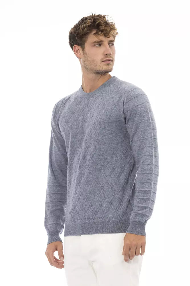 Alpha Studio Light Blue Viscose Men Sweater