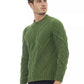 Alpha Studio Green Merino Wool Men Sweater