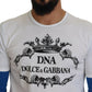 Dolce & Gabbana Elegant Blue and White Crewneck Cotton Sweater