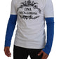 Dolce & Gabbana Elegant Blue and White Crewneck Cotton Sweater