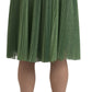 Dolce & Gabbana Enchanting Metallic Green Pleated A-Line Skirt