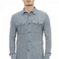 Distretto12 "Blue Polyester Men Shirt with Italian Neck Detail"