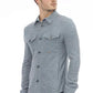 Distretto12 "Blue Polyester Men Shirt with Italian Neck Detail"