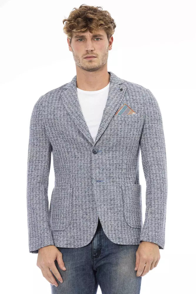 Distretto12 Blue Cotton Men Blazer