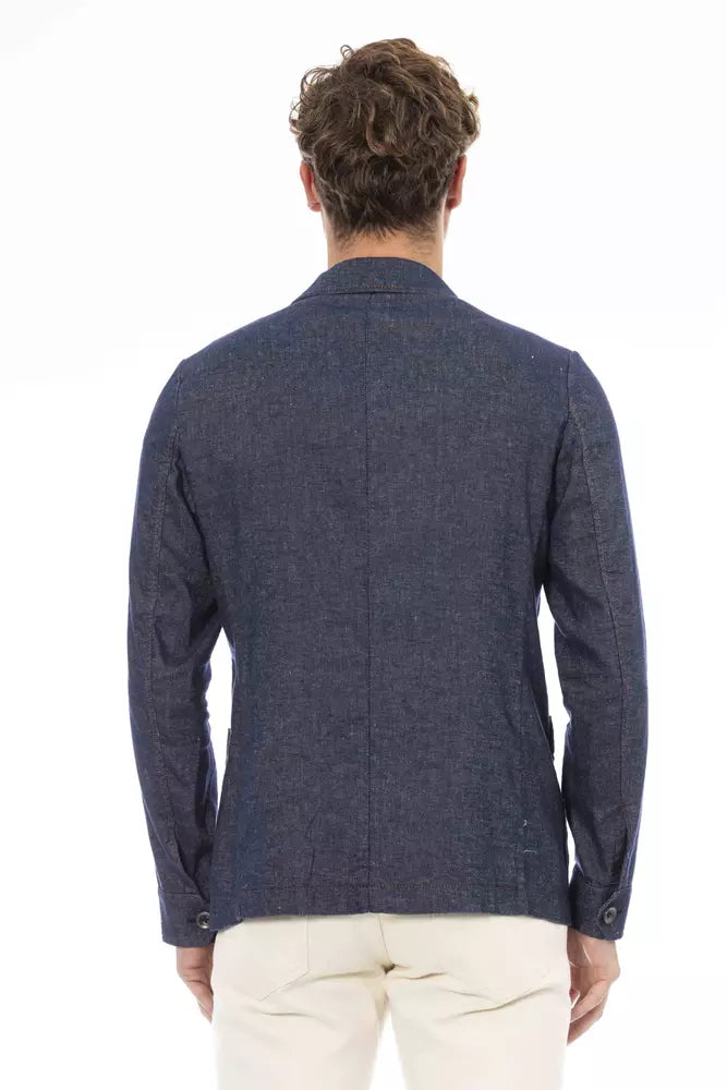 Distretto12 Blue Linen Men Blazer