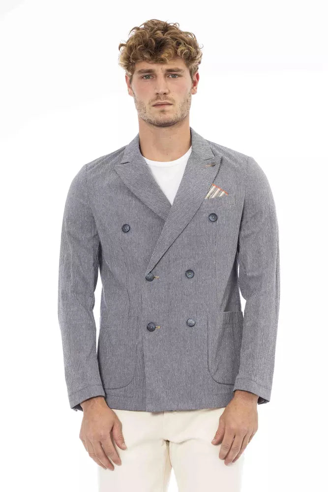 Distretto12 Blue Cotton Men Blazer