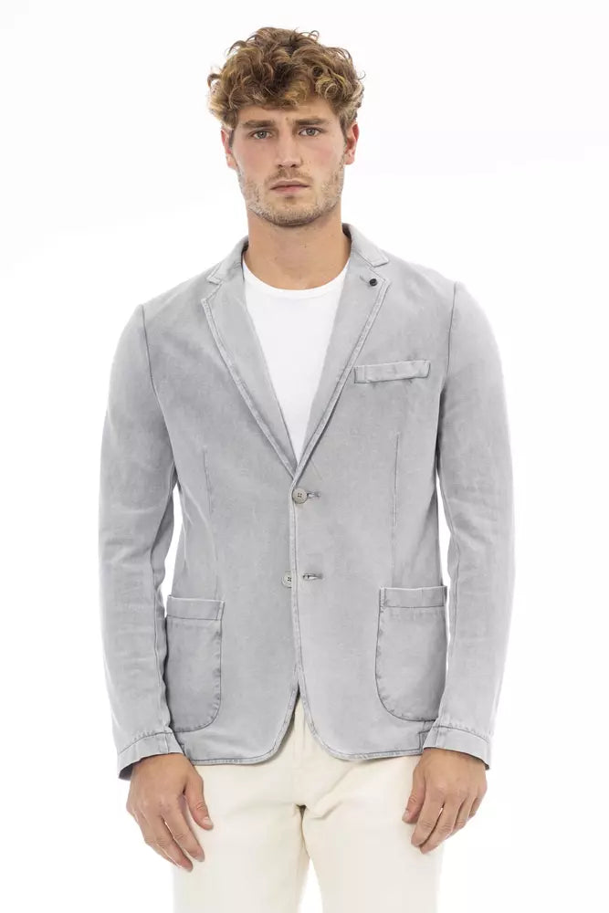 Distretto12 Gray Cotton Mens Blazer