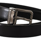 Dolce & Gabbana Sleek Black Leather Belt with Metallic Buckle