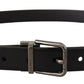 Dolce & Gabbana Sleek Black Leather Belt with Metallic Buckle