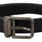 Dolce & Gabbana Sleek Black Leather Belt with Metallic Buckle