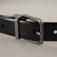 Dolce & Gabbana Sleek Black Leather Belt with Metallic Buckle