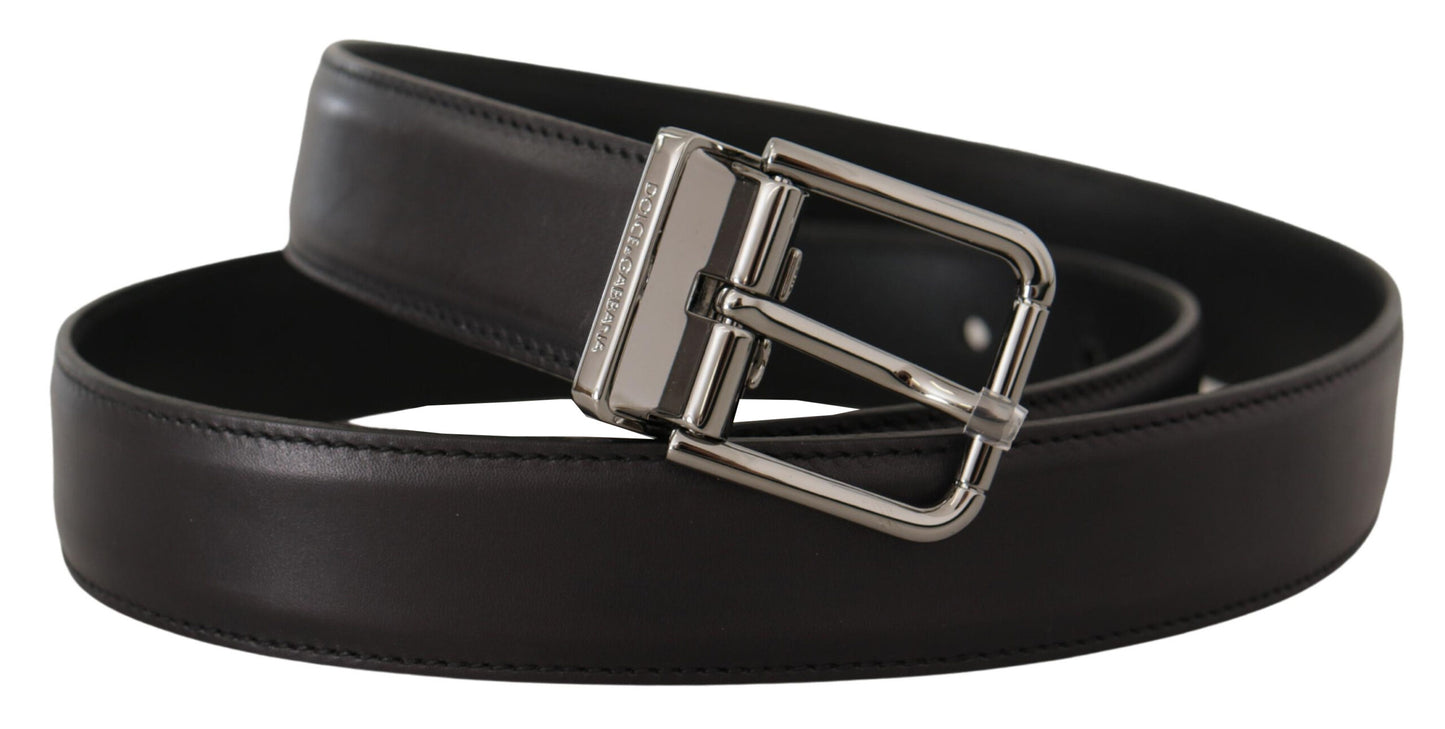 Dolce & Gabbana Elegant Black Leather Belt with Metal Buckle