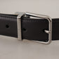 Dolce & Gabbana Elegant Black Leather Belt with Metal Buckle