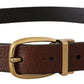 Dolce & Gabbana Elegant Leather Belt with Engraved Buckle