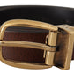 Dolce & Gabbana Elegant Leather Belt with Engraved Buckle