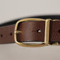 Dolce & Gabbana Elegant Leather Belt with Engraved Buckle