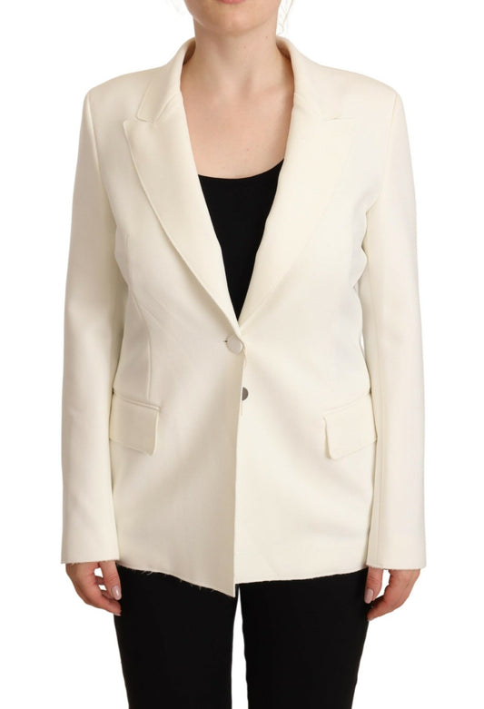 MSGM Elegant Beige Peak Lapel Blazer Jacket