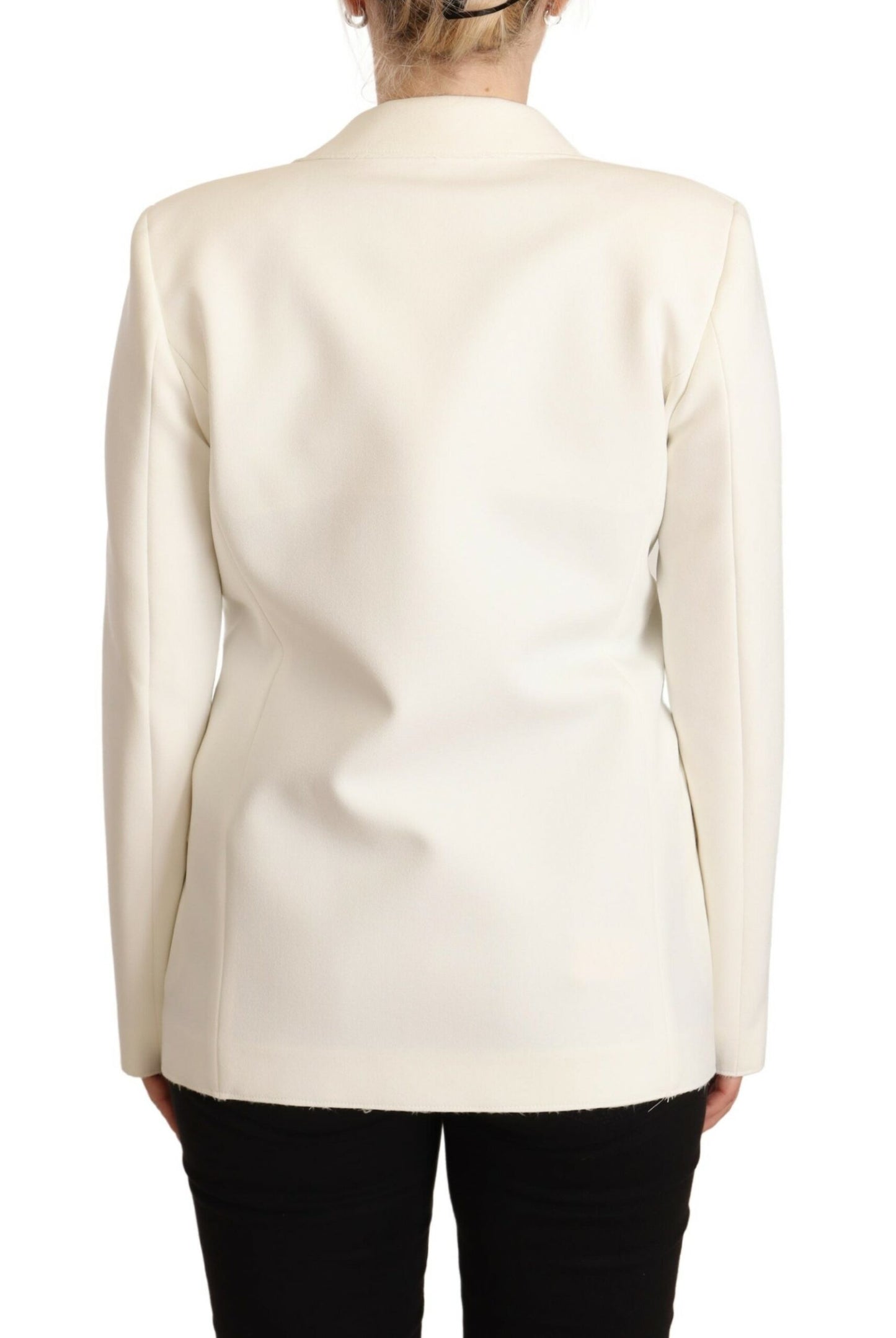 MSGM Elegant Beige Peak Lapel Blazer Jacket