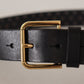 Dolce & Gabbana Elegant Leather Belt with Logo Engraved Buckle